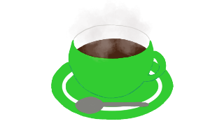 コーヒーのイラスト（緑のカップ）