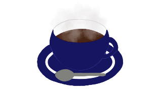 コーヒーのイラスト（紺色のカップ）