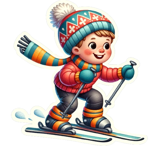 スキーをする男の子のイラスト