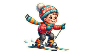 スキーをする男の子のイラスト