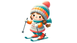 スキーをする女の子のイラスト